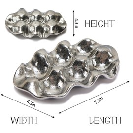MDFAYE Ceramic Jewelry Tray/Cosmetic Organizer for Vanity/Egg Holder/Desk/Sofa Table, White (Silver)