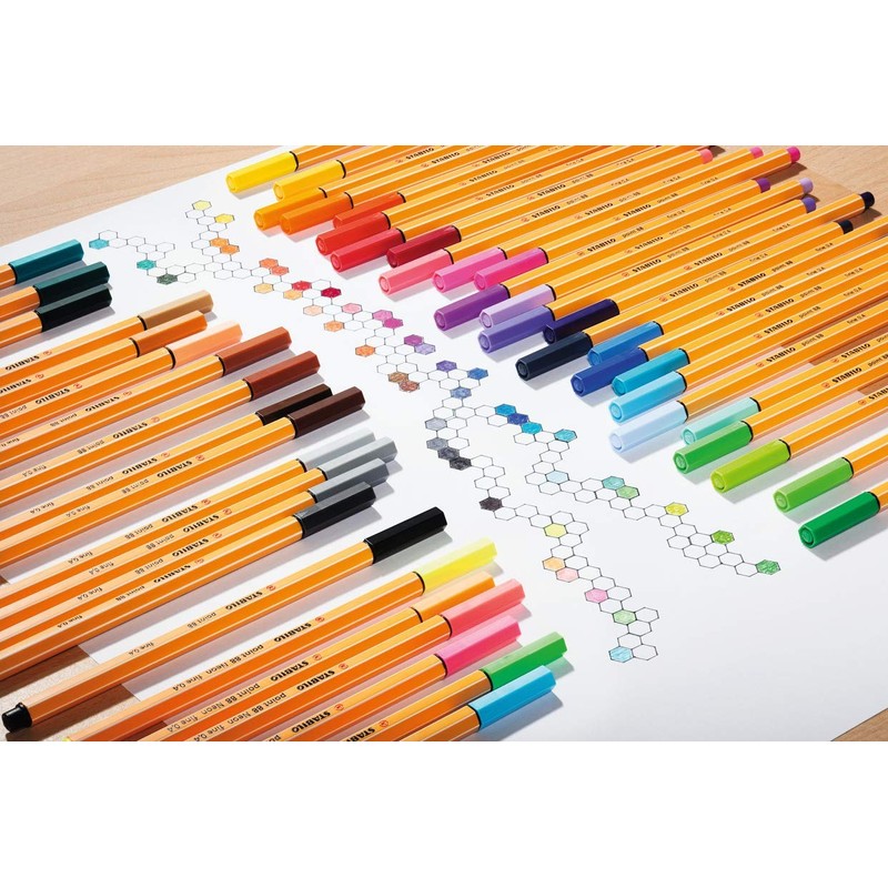 STABILO Point 88 Fineliner Pen,Yellow,Pack of 10
