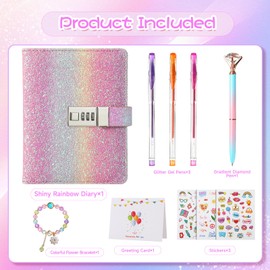 JIALILI Diary with Lock for Girls, Password Locked Journals for Teen Girls, Secret Diary Gifts for 9 10 11 12 Year Old Girls, Kids Journals Set for Ages 8-12 Teenage