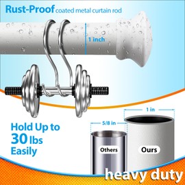 Heavy Duty Curtain Rods for Windows, 120 to 136 Adjustable Long Curtain Rod, 1 Inch White Curtain Rod Set for Sliding Door, Living Room, Bedroom, Outdoor Patio, Metal Grommet Drapery Rod with Brackets