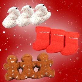 Christmas Variety Pack, Candy Cane, Stocking and Gingerbread Men Marshmallow Treats, Dessert Topper Candies, 3 Ounces, (Set of 3)