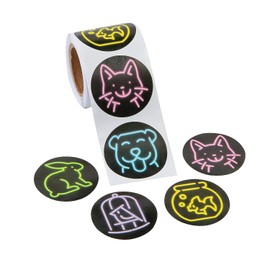 Fun Express Glow-in-The-Dark Neon Pet Sticker-for Classroom Supplies, Assorted 100 Count