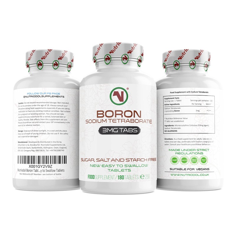 Trace Mineral Sodium Tetraborate 3mg – Easy-to-Swallow Vegan Tablets –