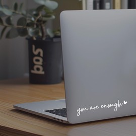 WCDHOR 2 x You Are Enough Rearview Mirror Decal Water Bottle Stickers Affirmation Reminder Sticker Laptop Bumper Sticker Tumbler Vinyl Sticker Car Mirror Decal (You Are Enough, White)