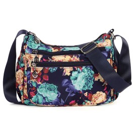 Minicloss Women's Multi-Purpose Bag, Casual Crossbody Bag, Nylon Shoulder Bag, Waterproof Handbag, Cosmetic Bag, Beach Bag, flowers