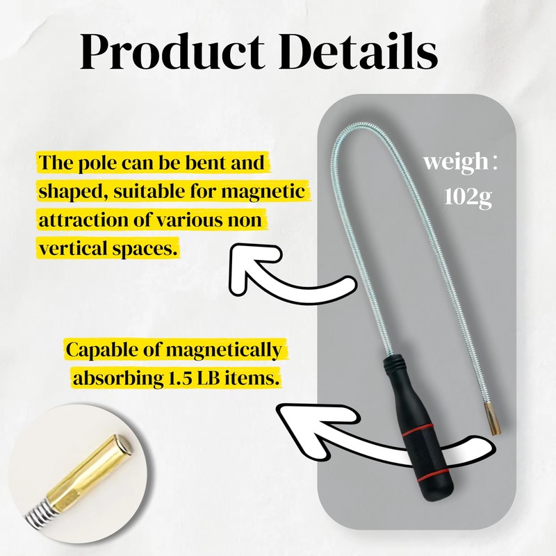 3 Pack Himtop Magnetic Pickup Tools with Strong Magnetic Tips，Including