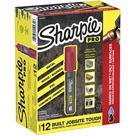 Sharpie Pro Permanent Marker, Medium, Chisel Tip, Red, 12-Count Marker (2018327)