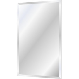 Duprima Rectangle Bevelled Frameless Mirror - Wall Mirror 20” x 30”, Shatterproof Modern Bathroom Mirror for Gym, Bathroom Vanity, Entryways with Bevelled Edge, Horizontally or Vertically