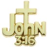 John 3:16 Gold Pins with Cross, 2 Christian Lapel Pins