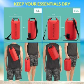 BODY GLOVE Bolsa seca impermeable con correa ajustable, saco de almacenamiento en seco de 5 l/10 l para barco, deportes acuáticos, pesca y camping, Ro