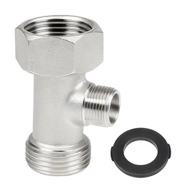 Bidet T Adapter, 3-Way Tee Connector 7/8"x7/8"x3/8" with Gasket - Toilet Faucet Splitter & Shower Head Diverter Valve for Bidet Sprayer Attachment, Bidet Hose Fitting for RV & Home Plumbing
