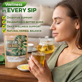 NHAT ANH FARM - Premium Bay Leaf Tea Bags, 40 Tea Bags, 100% Natural Dried Bay Leaf, Naturally Sweet Herbal Tea, Sugar-Free, Caffeine-Free, No Additives.