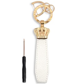 POP.HEART Crown Key Chain, Tiara, Crown, Strap, Leather, Women's, Men's, Luxury, Keyring, Glitter, Stylish, Adult, Cute, Leather, Bag Charm, Crown (tiara/crown) white + gold