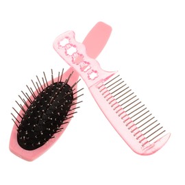 OATIPHO Metal Hair Comb and Paddle Brush Set 2pcs Detangling Brushes for Curly Hair Pink Hairdressing Tools for Women for Travel and Daily Use