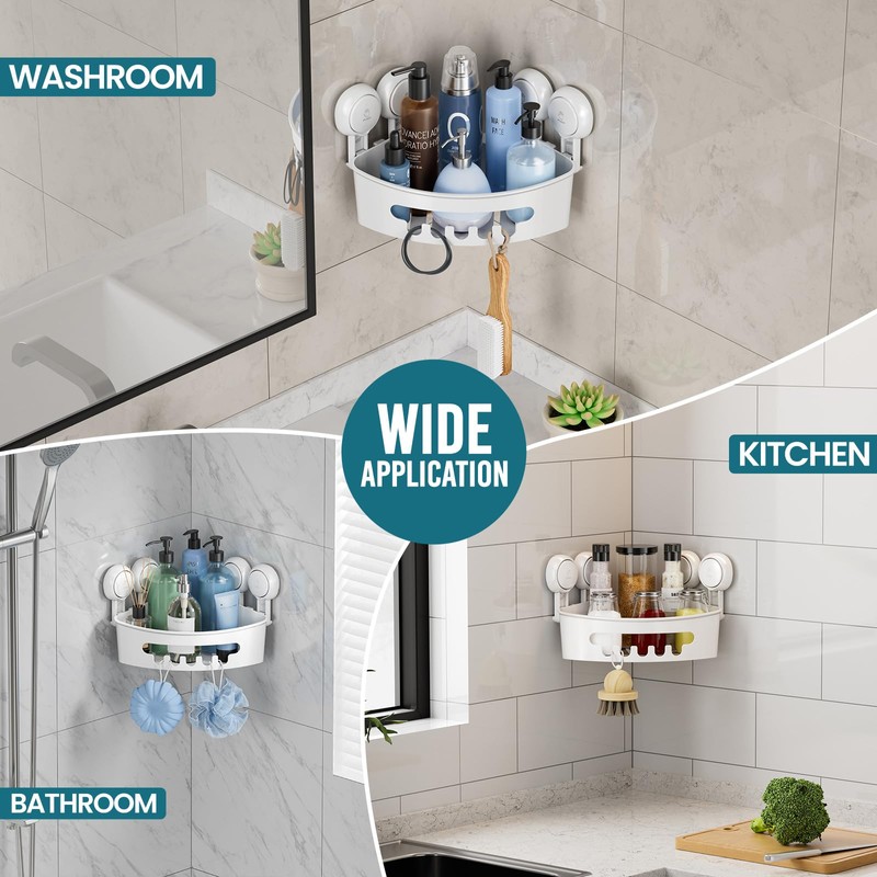 TAILI Shower Shelf Suction Cup Shower Shelf No Drilling Corner