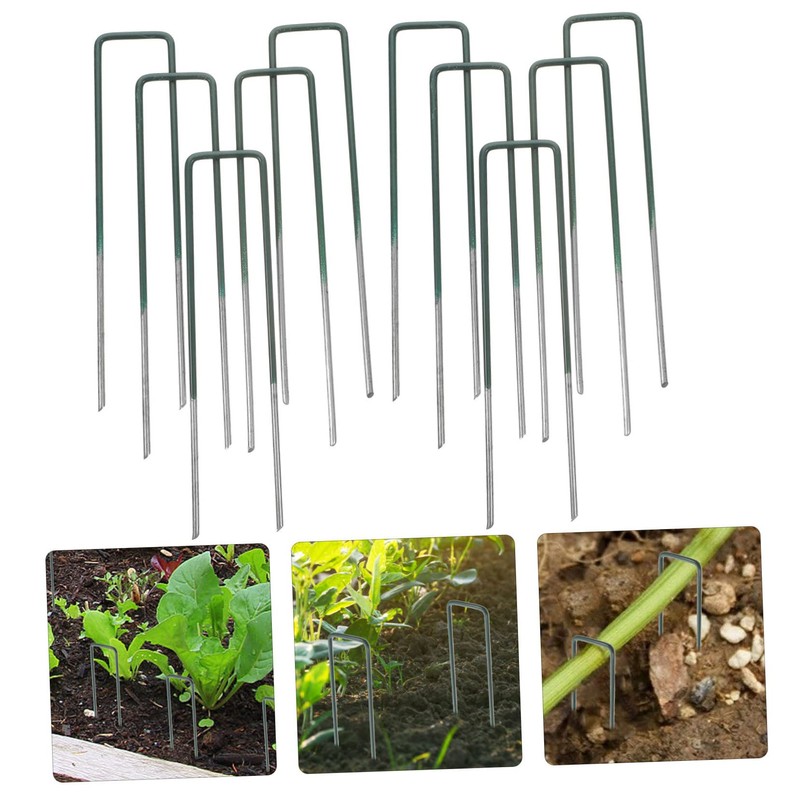 CORHAD 10 pcs Heavy Duty U Shaped Garden Ground Pegs