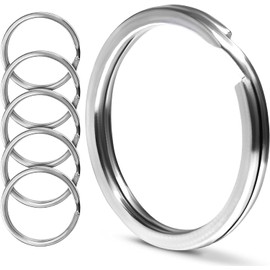 [caak] Stainless Steel Flat Key Ring Holder Double Ring Lightweight Outer Ring 0.6 inch (15 mm), 0.7 inch (17 mm), 0.8 inch (20 mm), 1.0 inch (25 mm), 25 mm, 28 mm, 30 mm, 35 mm Rust Resistant, Double