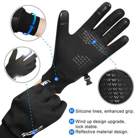 WFX Winter Running Gloves for Men & Women - Touchscreen Anti-Slip Lightweight Thermal Gloves with Fleece Lining, Windproof Warm Gloves for Cycling, Sports, Driving, Hiking & Outdoor Activities (Black)