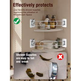 RV Accessories for Inside, Shower Corner Storage Bar, Retractable, Tension-Style, Travel Trailer Must Haves