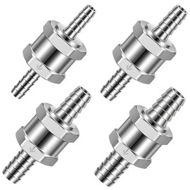 4-Pack 1/4', 5/16', 3/8', 1/2' Fuel Non-Return Inline Check Valves - Aluminium Alloy Valves for Fuel Lines, Oil, Petrol, Diesel, Gasoline, and Water (6mm, 8mm, 10mm, 12mm) - Silver