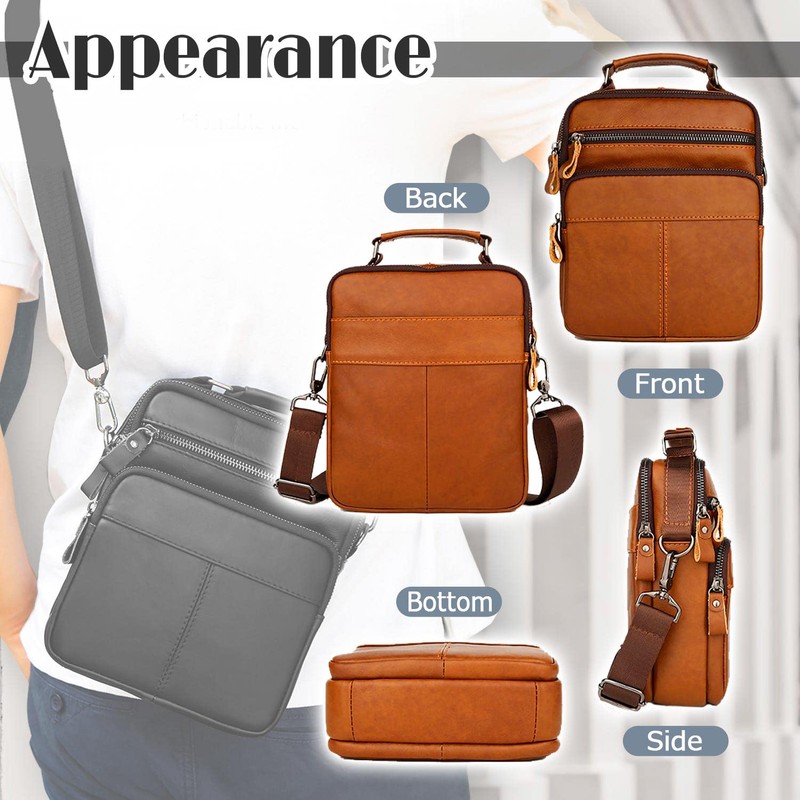 LASTOS Men's Leather Shoulder Bag, Crossbody Shoulder Bag, For Work