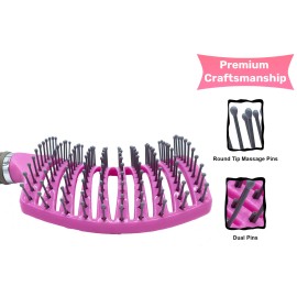 UltimateBrush Pink Hair Brush Anti Static Curved Vented Styling Detangling Massage Brushes