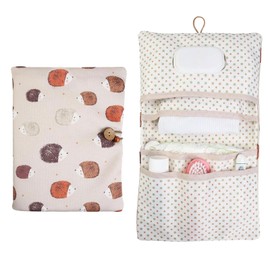 LAINIKE Nappy Bag Organiser and Cosmetic Bag 2-in-1 Nappy Bag Small Changing Bag Organiser Baby Nappy Bag for Mother on the Go (Hedgehog)