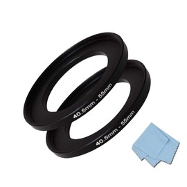 40.5mm-55mm Step Up Ring 40.5mm Lens to 55mm Filter (2 Pack), WH1916 Camera Lens Filter Adapter Ring Lens Converter Accessories