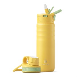 IDEUS Vacuum Insulated Water Bottle, Stainless Steel Double Wall Flask Metal Sports Canteen with Leak-Proof Screw Cap (24oz (710ml), Bright Yellow)