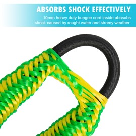 Obcursco Bungee Dock Lines,Boat Dock Rope,Jet Ski Accessories with 316 Stainless Steel Clip for Kayak,Seadoo,Pontoon,Yamaha WaveRunner,Canoe (Yellow/Green, 3ft-4.2ft)