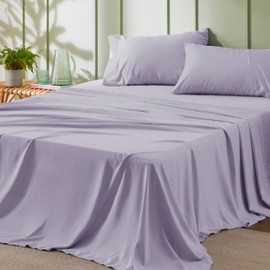 Bedsure King Size Sheets Set - 4 Pieces Soft King Sheets - Breathable & Cooling - Hotel Luxury - Easy Care Polyester Microfiber Bedding for Women, Men, Lavender