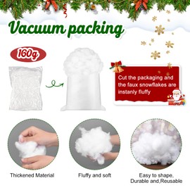 Artificial Snow Decoration Christmas Decorative Snow, Fibre Fluffy Snow Cotton Decoration, Snow Indoor Artificial Snow, Cotton Wool Decoration, Christmas Snow Decoration for Christmas Decoration,