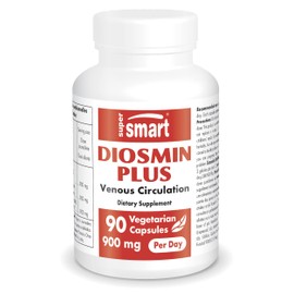 Diosmin Plus - Helps Reduce Symptoms of Venous Insufficiency - Standardized to 90% Total Flavonoids and 80% Diosmin - 300 mg - Vegan - Gluten Free - GMO Free - Supersmart