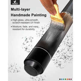 CUEBAR Pool Cues Set of 2, 58 Inch Pool Sticks for Adults, 2-Piece House Bar Billiard Cue Sticks with Imitation Leather Grip for Men Women - Black + Red