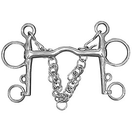 Namvo Stainless Steel Horse Pelham Bit, Jointed Mouth With Curb Chain Equestrian Connector Accessory