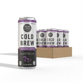 Great Lakes Lavender Oat Milk Cold Brew Latte Coffee, 11 Ounce Cans, Pack of 12