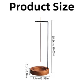 YSTrillion Incense Holder,Wooden Upside Down Incense Holder with Ash Catcher,Modern Incense Burner for Sticks and Incense Cones,Tea Room Decoration for Yoga Spa Meditation(Brown)