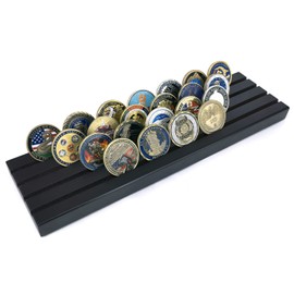 Aomcisi 4 Rows Coin Holder, Military Collectible Challenge Coin Display Holder Stand,Holds 32-36 Coins (Large)