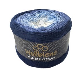Wollbiene Colour Gradient Yarn 200 g - 800 m - 4-ply Bobbel Knitting Wool, Crochet, Bobbel Wool, Colour Gradient, 100% Cotton, Knitting Wool, Multicoloured (807 Dark Blue, Blue)