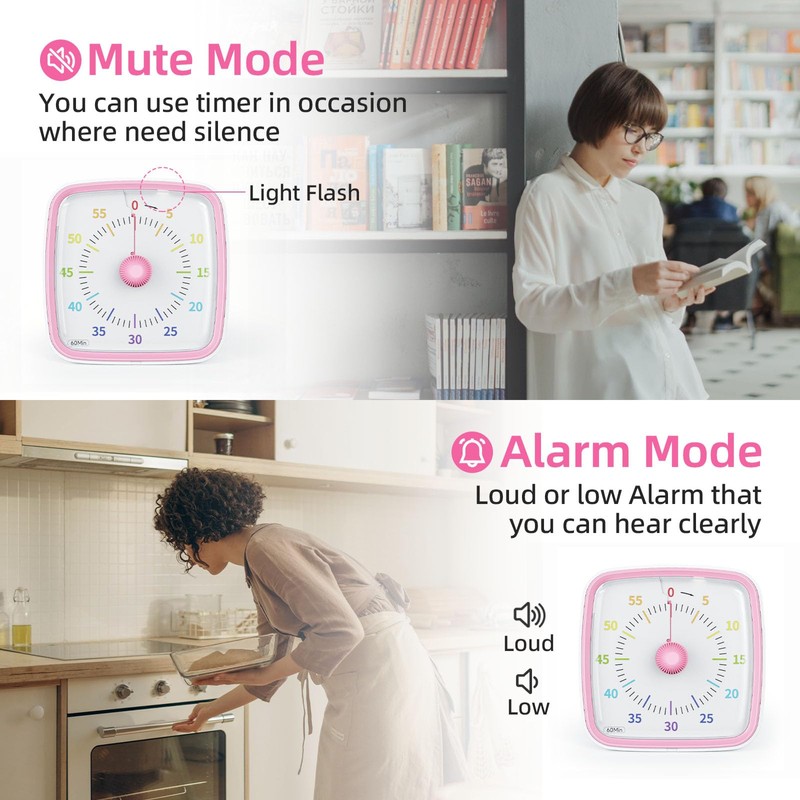 Yunbaoit Visual Timer with Night Light, 60-Minute Countdown Timer for
