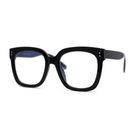 SA106 Thick Horned Boyfriend Frame Blue Light Blocking Computer Glasses Black