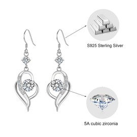 Earrings Silver 925 Gold Earrings for Women Girls Long Hanging 5A Zirconia 14k Gold Stud Earrings Birthday Valentine's Day Gifts for Girlfriend Mother Wife Daughter, Sterling Silver