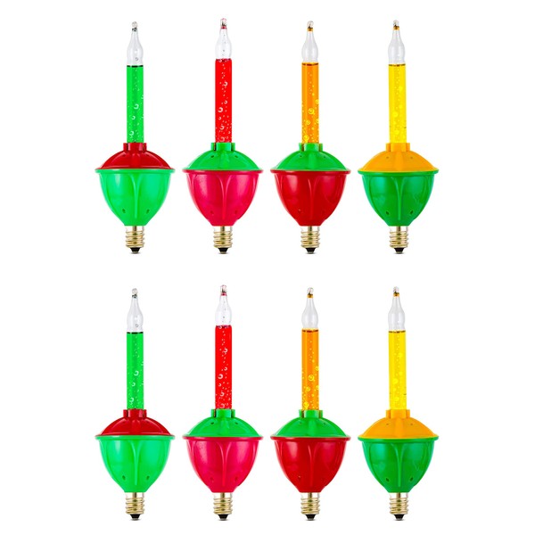 8 Pack Replacement Bubble Lights Bulbs Red Green Yellow Orange