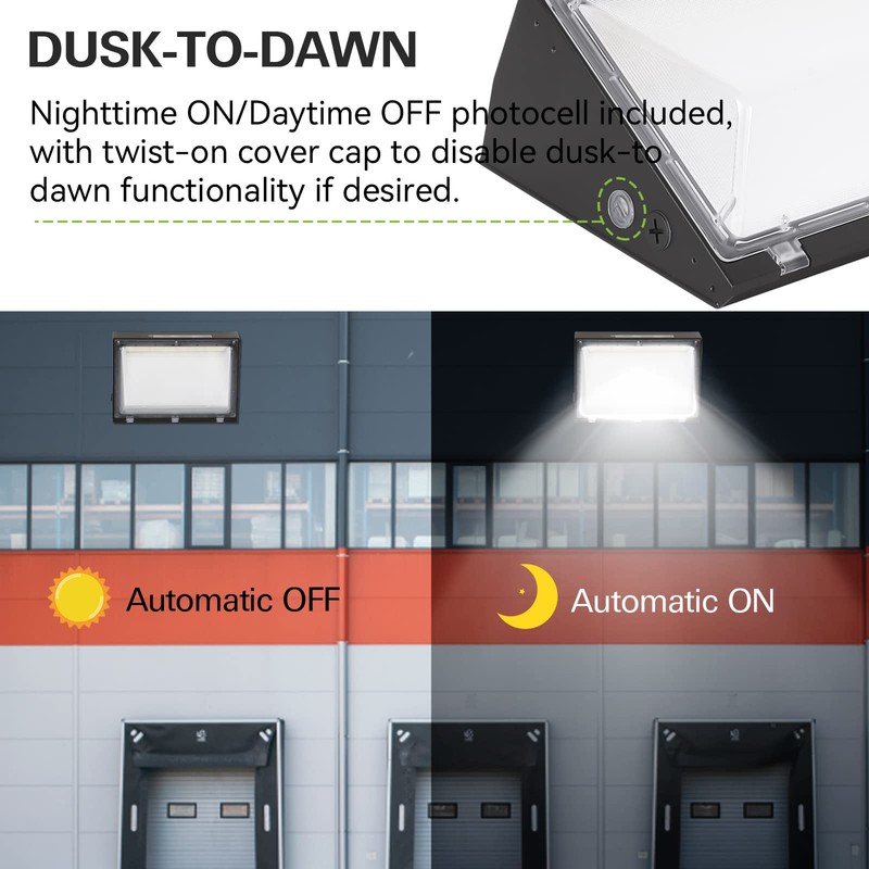 hykolity 120W LED Wall Pack Light with Dusk-to-Dawn Sensor,16200lm 5000K