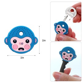 XUANYUQL 6 Pcs Key Caps Covers Cute Monkey Key Covers Fits Most Standard keys Made for Easy Identifying Door Keys,Random Color,Blue,Green,Purple Multicolor, Blue, Green, Or Purple, 3*2.5*0.5