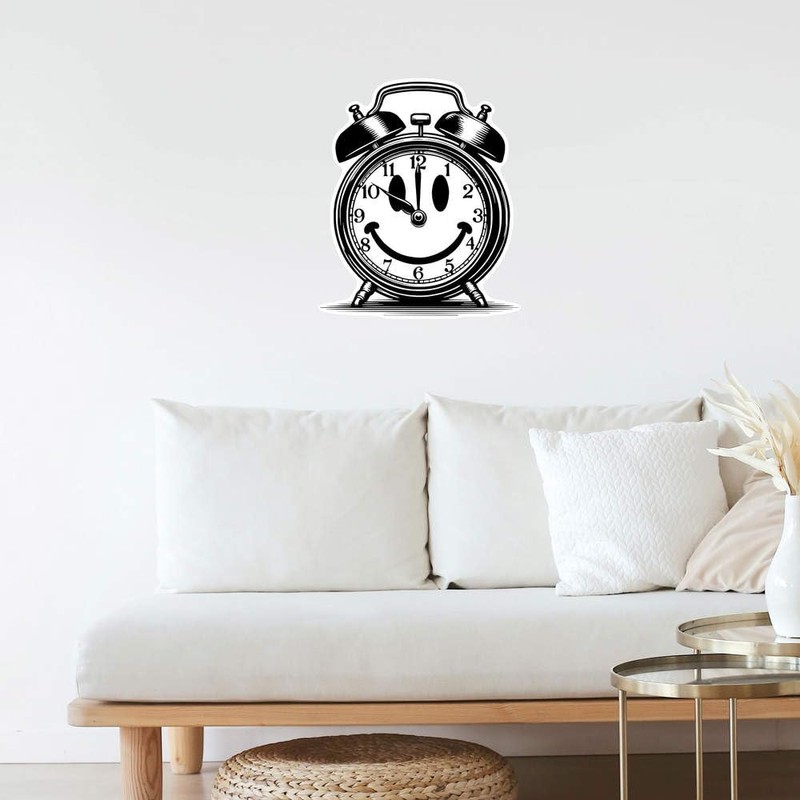 Extra Large 460mm 'Smiling Alarm Clock' Permanent Sticker Decal for