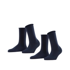 ESPRIT Women's Basic Pure Multipack W So Cotton Plain Socks (Pack of 2), Blue Navy 6120
