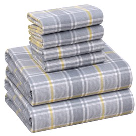 RUVANTI Flannel Sheets King Size 6 Pcs - 100% Cotton Double Brushed Bed Sheets, Deep Pockets 16 Inches King Sheet Set, All Seasons Breathable, Extra Soft & Comfy, Everytime