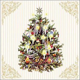 Ambiente Napkin Lunch 33 x 33 cm Motif: X-mas Tree Cream Christmas Tree Cremel 20 Pieces per Pack