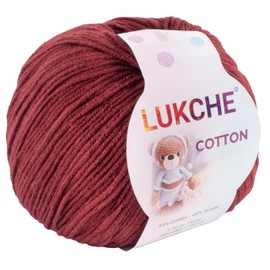 Lukche Cotton Yarn, 55% Cotton 45% Acrylic, Amigurumi Yarn, Soft Cotton Yarn for Crochet and Knitting, 1.76 Oz (50 Gr) / 180 Yards (165 Mt) (Claret Red, 1 Skein)